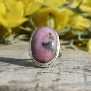 Shop Rhodonite Rings! Silver Rhodonite Ring, Silver Handmade Ring, Oval, Gift Ring, Ring for Her, Promise Ring, Wedding Ring, Statement Ring, Gift, Wife Ring, Mom | Natural genuine Rhodonite rings, simple unique alternative gemstone engagement rings. #rings #jewelry #bridal #wedding #jewelryaccessories #engagementrings #weddingideas #affiliate #ad
