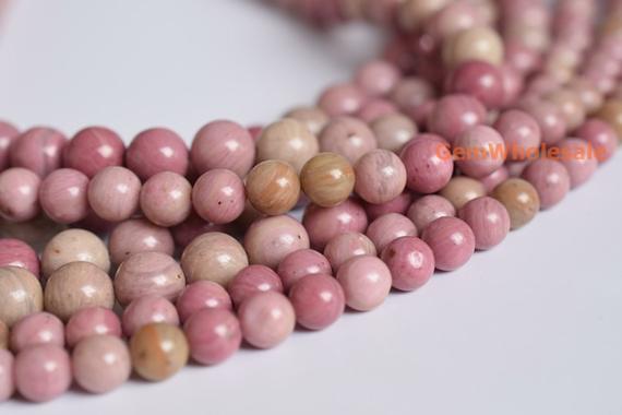 15.5“ 8mm/10mm Pink Rhodonite Round Beads, Natural Red Semi-precious Stone, Diy Jewelry Supply