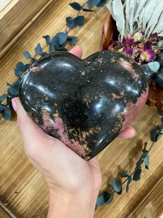 Large Rhodonite Heart, Rhodonite , Chakra Stone, Confidence, Self Love, Kindness, Caring