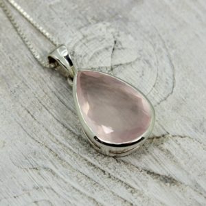 Shop Rose Quartz Pendants! Gourgeous Rose Quartz pendant teardrop shape faceted cut stone genuine rose quartz on 925 sterling silver solid nickel free medium size | Natural genuine Rose Quartz pendants. Buy crystal jewelry, handmade handcrafted artisan jewelry for women.  Unique handmade gift ideas. #jewelry #beadedpendants #beadedjewelry #gift #shopping #handmadejewelry #fashion #style #product #pendants #affiliate #ad
