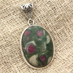 Shop Ruby Zoisite Pendants! N1 – 925 sterling silver pendant and stone – Ruby Zoisite oval 29x21mm | Natural genuine Ruby Zoisite pendants. Buy crystal jewelry, handmade handcrafted artisan jewelry for women.  Unique handmade gift ideas. #jewelry #beadedpendants #beadedjewelry #gift #shopping #handmadejewelry #fashion #style #product #pendants #affiliate #ad