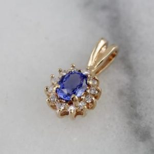 Shop Sapphire Pendants! The Perfect Anniversary Gift: Classic Sapphire and Diamond Halo Pendant in Yellow Gold, Lady Diana Style  N4KKKV-R | Natural genuine Sapphire pendants. Buy crystal jewelry, handmade handcrafted artisan jewelry for women.  Unique handmade gift ideas. #jewelry #beadedpendants #beadedjewelry #gift #shopping #handmadejewelry #fashion #style #product #pendants #affiliate #ad