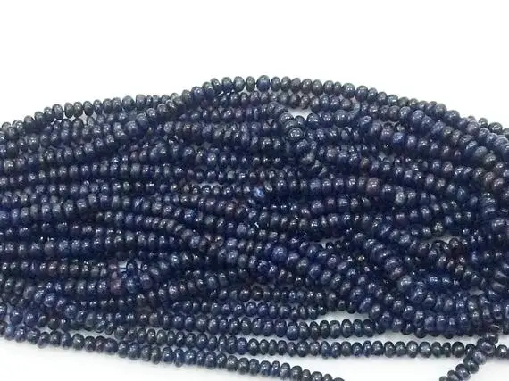 3mm Blue Sapphire Plain Rondelle Beads, Natural Blue Sapphire Beads, 5 Inches Blue Sapphire Rondelle For Jewelry (1st To 5st Options)