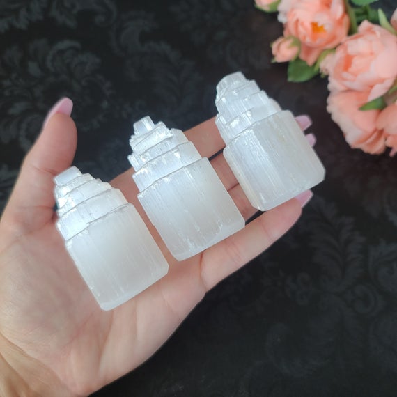 Rough Mini Selenite Crystal Towers, Bulk Lots Of Natural Gemstone Points For Crystal Cleansing, Healing, Or Decor