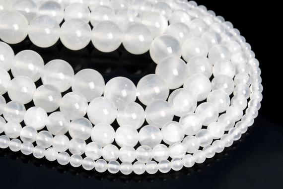 Genuine Natural White Selenite Loose Beads Round Shape 6mm 8mm 10mm 12mm