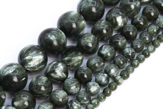 Ink Green Seraphinite Beads Genuine Natural Grade Aaa Gemstone Round Loose Beads 4mm 6mm 8mm 10mm 12mm Bulk Lot Options