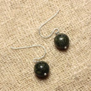 Shop Serpentine Earrings! Earrings 925 sterling silver and stone – Serpentine 10mm | Natural genuine Serpentine earrings. Buy crystal jewelry, handmade handcrafted artisan jewelry for women.  Unique handmade gift ideas. #jewelry #beadedearrings #beadedjewelry #gift #shopping #handmadejewelry #fashion #style #product #earrings #affiliate #ad