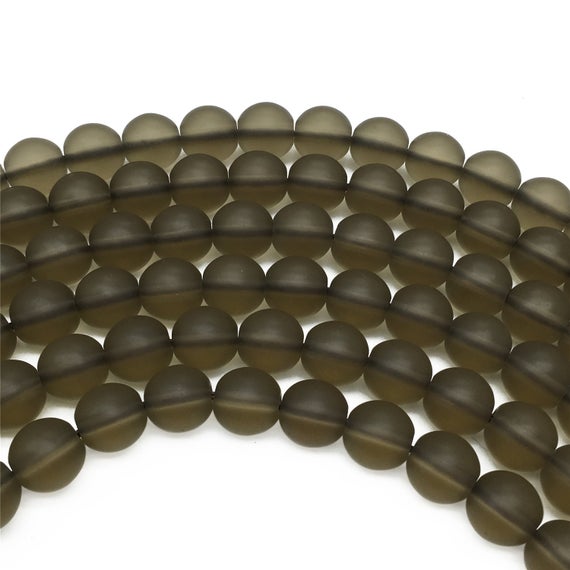 10mm Matte Smoky Quartz Beads, Round Gemstone Beads, Wholesale Beads