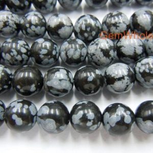 15.5“ 10mm/12mm Natural Snowflake Obsidian round beads, black white semi-precious stone, DIY jewelry beads, jewelry supply | Natural genuine beads Array beads for beading and jewelry making.  #jewelry #beads #beadedjewelry #diyjewelry #jewelrymaking #beadstore #beading #affiliate #ad