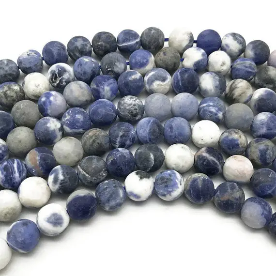 10mm Matte Sodalite Beads, Round Gemstone Beads, Wholesale Beads