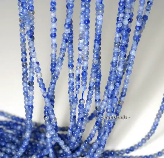 2mm Blueberry Sodalite Gemstone Blue Round 2mm Loose Beads 16 Inch Full Strand (90113971-107 - 2mm A)