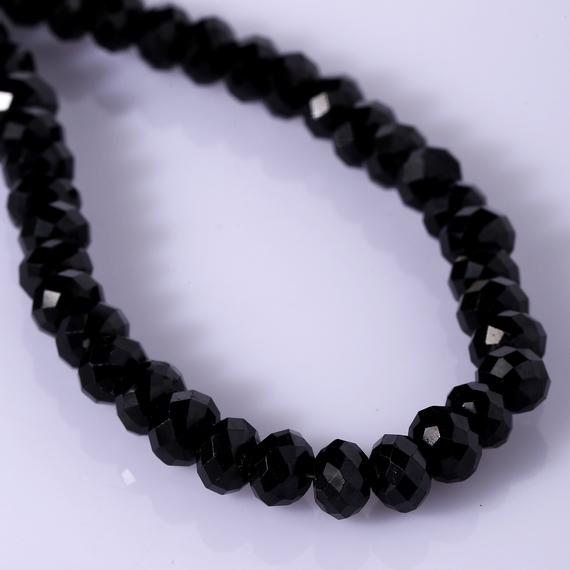 Black Spinel Beaded Necklace, Dainty Gemstone Necklace, 925 Sterling Silver Necklace, Birthstone Necklace Gift, Black Spinel Beads Jewelry