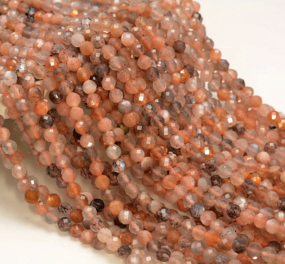 3mm Multi Color Sunstone Gemstone Grade Aaa Micro Faceted Round Beads 15.5 Inch Full Strand Bulk Lot 1,2,6,12 And 50(80006520-a204)