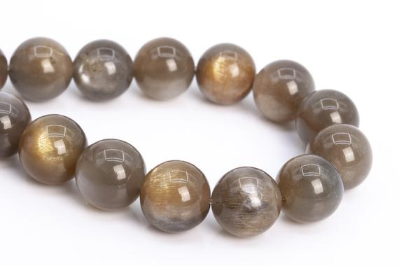 11-12mm Flash Black Brown Sunstone Beads Grade Aaaa Genuine Natural Gemstone Half Strand Round Loose Beads 8" (112687h-3544)