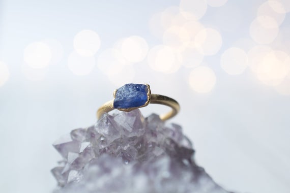 Sale Gold Tanzanite Ring | Stone Stacking Ring | Electroformed  | Birthstone Jewelry | Birthstone Ring