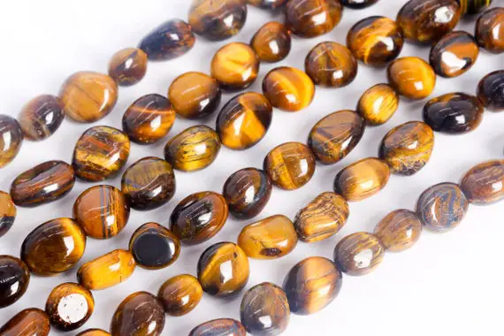 Genuine Natural Yellow Tiger Eye Loose Beads Grade A Pebble Nugget Shape 7-9mm