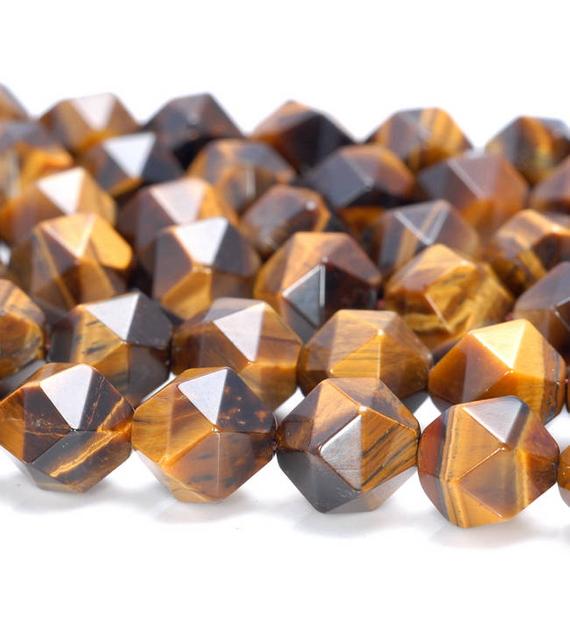 10mm Yellow Tiger Eye Beads Star Cut Faceted Grade Aaa Genuine Natural Gemstone Loose Beads 7.5" Bulk Lot 1,3,5,10 And 50 (80005212 H-m20)