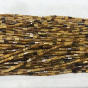Shop Tiger Eye Bead Shapes! Genuine Yellow Tiger Eyes 2x4mm Cuboid Natural Gemstone Tube Beads 15 inch Jewelry Supply Bracelet Necklace Material Support Wholesale | Natural genuine other-shape Tiger Eye beads for beading and jewelry making.  #jewelry #beads #beadedjewelry #diyjewelry #jewelrymaking #beadstore #beading #affiliate #ad
