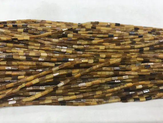 Genuine Yellow Tiger Eyes 2x4mm Cuboid Natural Gemstone Tube Beads 15 Inch Jewelry Supply Bracelet Necklace Material Support Wholesale