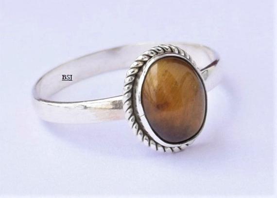 Tiger Eye Ring, Tiger Eye Stone Ring, 925 Sterling Silver Ring, Yellow Stone Ring, Tiger Eye Jewelry, Yellow Gemstone, Wedding Ring
