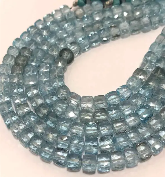 6 - 6.5 Mm Blue Topaz Faceted Box Gemstone Beads Strand Sale / Blue Topaz Wholesale / Topaz Jewellery / 6 Mm Faceted Beads / Box Shape Beads