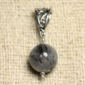 Shop Tourmalinated Quartz Pendants! Gemstone – 14mm Tourmalated Quartz pendant | Natural genuine Tourmalinated Quartz pendants. Buy crystal jewelry, handmade handcrafted artisan jewelry for women.  Unique handmade gift ideas. #jewelry #beadedpendants #beadedjewelry #gift #shopping #handmadejewelry #fashion #style #product #pendants #affiliate #ad