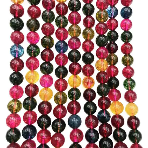 8mm Tourmaline Quartz Beads, Round Gemstone Beads, Wholesale Beads