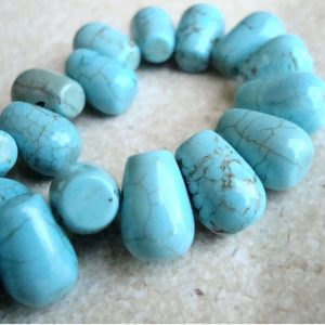 Shop Turquoise Bead Shapes! 12 x 8mm Turquoise Shiny Smooth Teardrop Briolette Beads –  8 Pieces | Natural genuine other-shape Turquoise beads for beading and jewelry making.  #jewelry #beads #beadedjewelry #diyjewelry #jewelrymaking #beadstore #beading #affiliate #ad