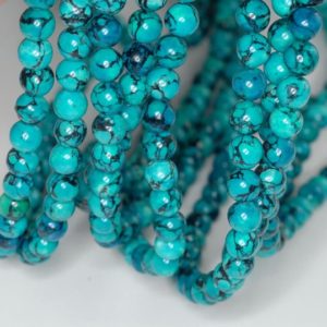 Shop Turquoise Round Beads! 6mm Blue Turquoise Gemstone Black Swirls Round 6mm Loose Beads 16 inch Full Strand (90186776-772) | Natural genuine round Turquoise beads for beading and jewelry making.  #jewelry #beads #beadedjewelry #diyjewelry #jewelrymaking #beadstore #beading #affiliate #ad