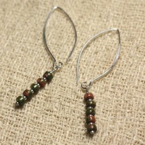 Shop Unakite Earrings! Boucles d'Oreilles Argent 925 Crochets 40mm – Unakite Rondelles 4x2mm | Natural genuine Unakite earrings. Buy crystal jewelry, handmade handcrafted artisan jewelry for women.  Unique handmade gift ideas. #jewelry #beadedearrings #beadedjewelry #gift #shopping #handmadejewelry #fashion #style #product #earrings #affiliate #ad