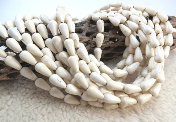 White Magnesite Beads, 13x6mm White Teardrop Beads, 15" Inch Strand, Beading Supplies, Jewelry Supplies, Item 1052 Gsm
