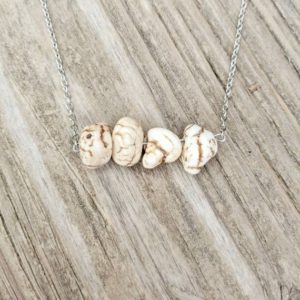 White Magnesite Nugget Bar Necklace – Country & Western Style | Natural genuine Magnesite necklaces. Buy crystal jewelry, handmade handcrafted artisan jewelry for women.  Unique handmade gift ideas. #jewelry #beadednecklaces #beadedjewelry #gift #shopping #handmadejewelry #fashion #style #product #necklaces #affiliate #ad
