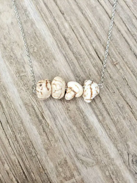 White Magnesite Nugget Bar Necklace - Country & Western Style