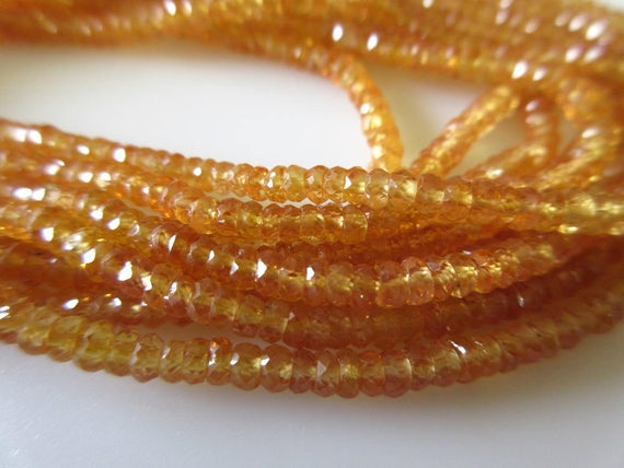 Yellow Orange Sapphire Faceted Rondelle Beads, 2.5mm To 3.5mm Yellow Sapphire Beads, 17 Inch Strand, Sapphire Rondelle, Gds689