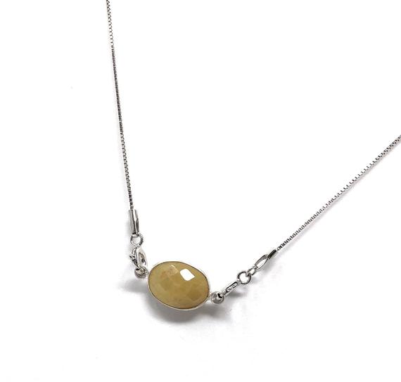 Yellow Sapphire Necklace, Gemstone Necklace, Layering Necklace, Minimalist Necklace, Sterling Silver Necklace, Delicate Necklace