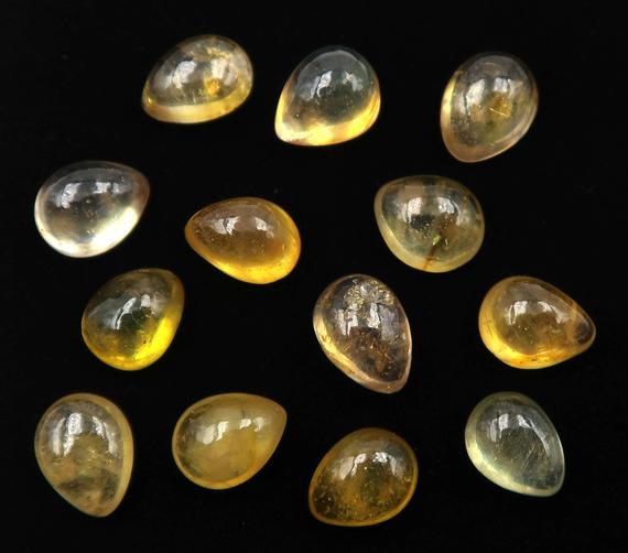 Saphir Jaune (yellow Sapphire Pear Cabochon) - Cabochon - Poire - 13pcs - 15.50cts - 7*5mm