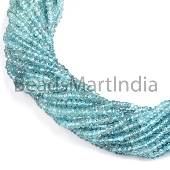 3-5 Mm Blue Zircon Shaded Faceted Rondelle Beads, Natural Blue Zircon Rondelle Shape Beads, Blue Zircon Natural Shaded Faceted Beads