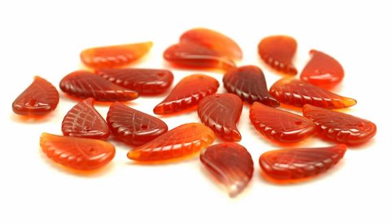 19x10mm Red Agate Gemstone Carved Angel Wing Beads Bulk Lot 2,6,12,24,48 (90187151-001)