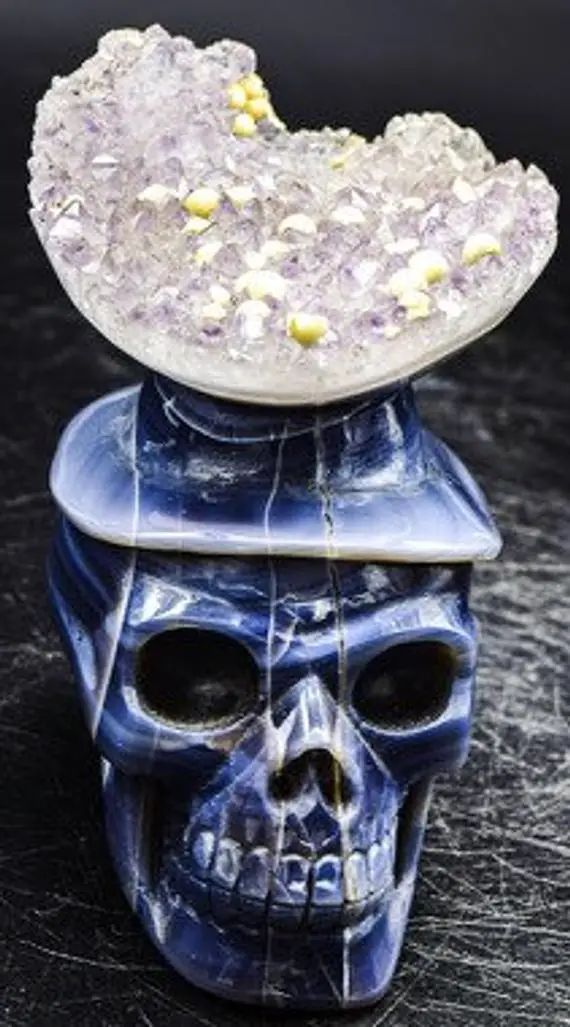 Agate Geode Skull 3.3" Weighs 1.32 Pounds