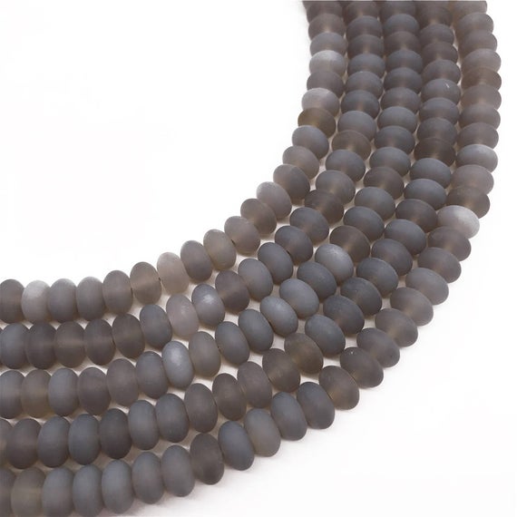 8x5mm Matte Gray Agate Beads Rondelle Beads, Gemstone Beads, Wholesale Beads