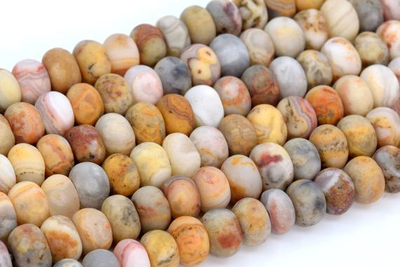 Genuine Natural Matte Orange Cream Crazy Lace Agate Loose Beads Rondelle Shape 6x4mm 8x5mm