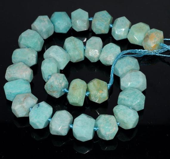 18x12-16x11mm  Amazonite Gemstone Faceted Nugget Loose Beads 7.5 Inch Half Strand (80003311-b91)