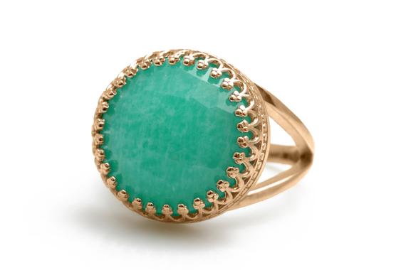 Natural Amazonite Ring · Rose Gold Round Cocktail Ring · Sky Blue Gemstone Ring · Statement Ring · Handmade Gem Ring · Wedding Ring