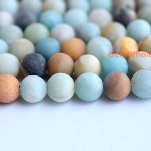 Shop Amazonite Beads! 15" Natural amazonite 8mm/10mm/12mm matte finish round beads, semi-precious stone,multi color beads, frosted amazonite | Natural genuine beads Amazonite beads for beading and jewelry making.  #jewelry #beads #beadedjewelry #diyjewelry #jewelrymaking #beadstore #beading #affiliate #ad