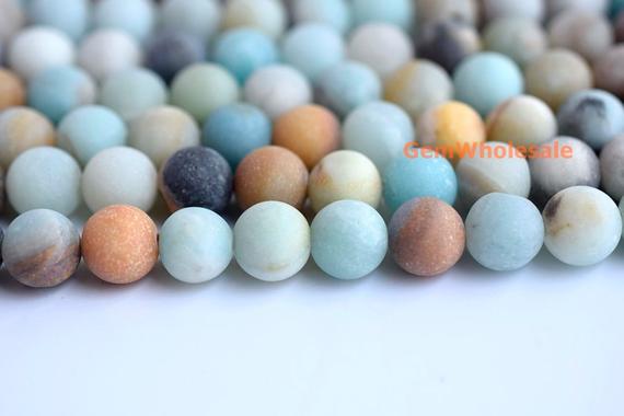 15" Natural Amazonite 8mm/10mm/12mm Matte Finish Round Beads, Semi-precious Stone,multi Color Beads, Frosted Amazonite
