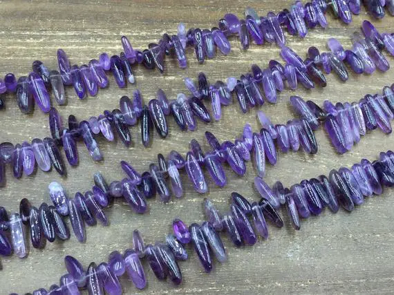 Amethyst Chip Beads Tiny Amethyst Stick Beads Polished Amethyst Shard Beads Top Drilled Gemstone Bead Supplies 10-25mm 15.5" Full Strand