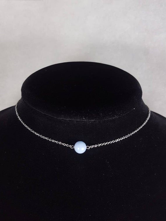 Angelite Necklace Angelite Jewelry Angelite Choker Necklace Angelite Choker Chain Necklace For Women Gift For Her Gifts For Best Friend Gift
