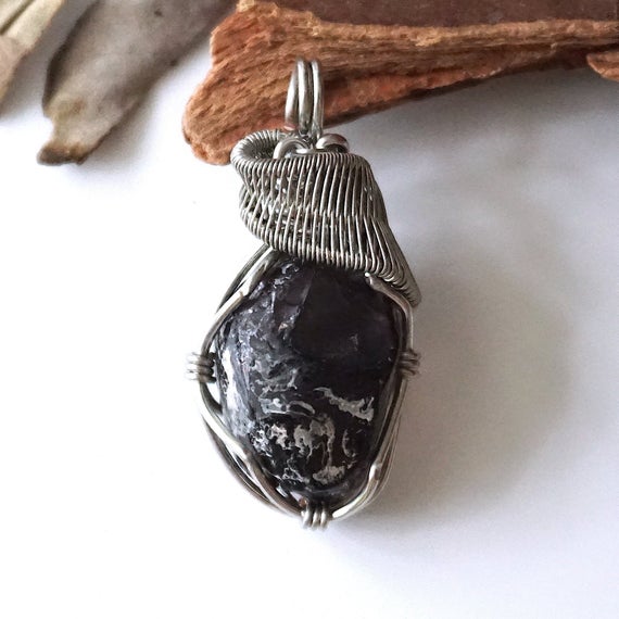 Obsidian Necklace, Apache Tears, Large Gemstone Pendant, 40th Birthday Gift For Him, Long Distance Boyfriend Gift