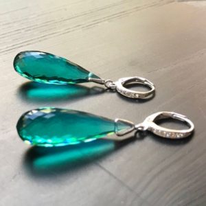 Long Sterling silver Leverbacks Pave Green Apatite Stones earrings. Statement jewelry. Gemstone | Natural genuine Gemstone earrings. Buy crystal jewelry, handmade handcrafted artisan jewelry for women.  Unique handmade gift ideas. #jewelry #beadedearrings #beadedjewelry #gift #shopping #handmadejewelry #fashion #style #product #earrings #affiliate #ad