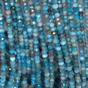 Shop Apatite Faceted Beads! 4x3mm Blue Apatite Gemstone Grade AAA Fine Faceted Cut Rondelle Loose Beads 15.5 inch Full Strand (80001674-791) | Natural genuine faceted Apatite beads for beading and jewelry making.  #jewelry #beads #beadedjewelry #diyjewelry #jewelrymaking #beadstore #beading #affiliate #ad